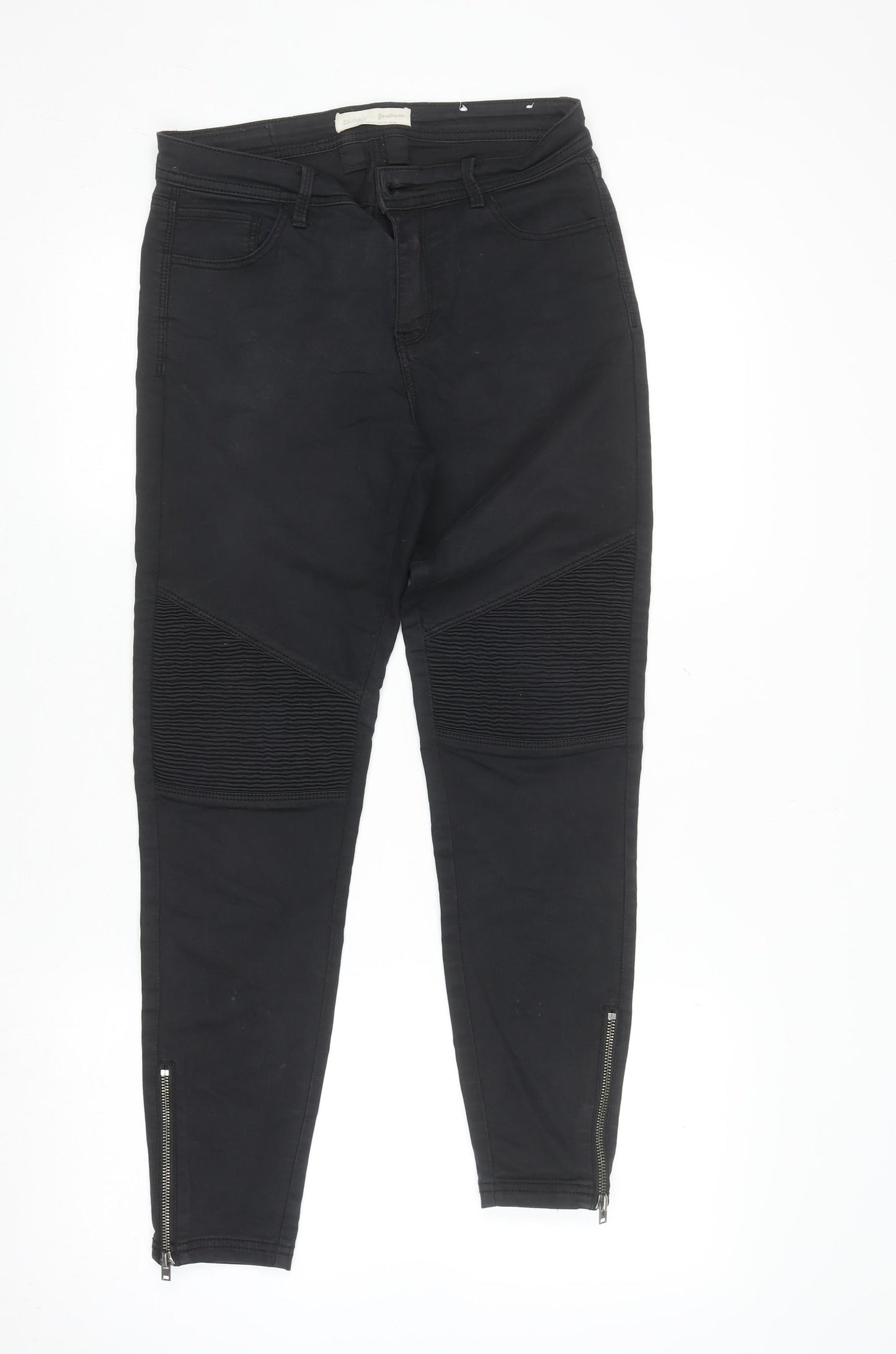 Stradivarius Womens Black Skinny Jeans Zip Ankle Stretch Size 12
