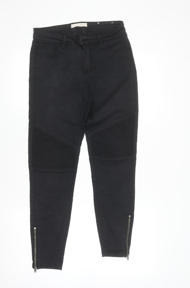 Stradivarius Womens Black Skinny Jeans Zip Ankle Stretch Size 12
