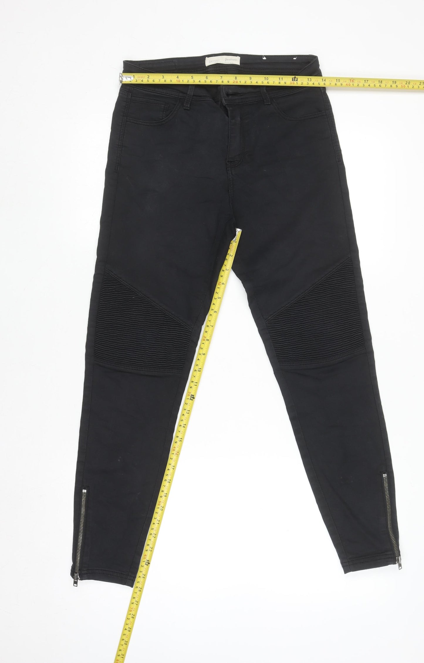 Stradivarius Womens Black Skinny Jeans Zip Ankle Stretch Size 12