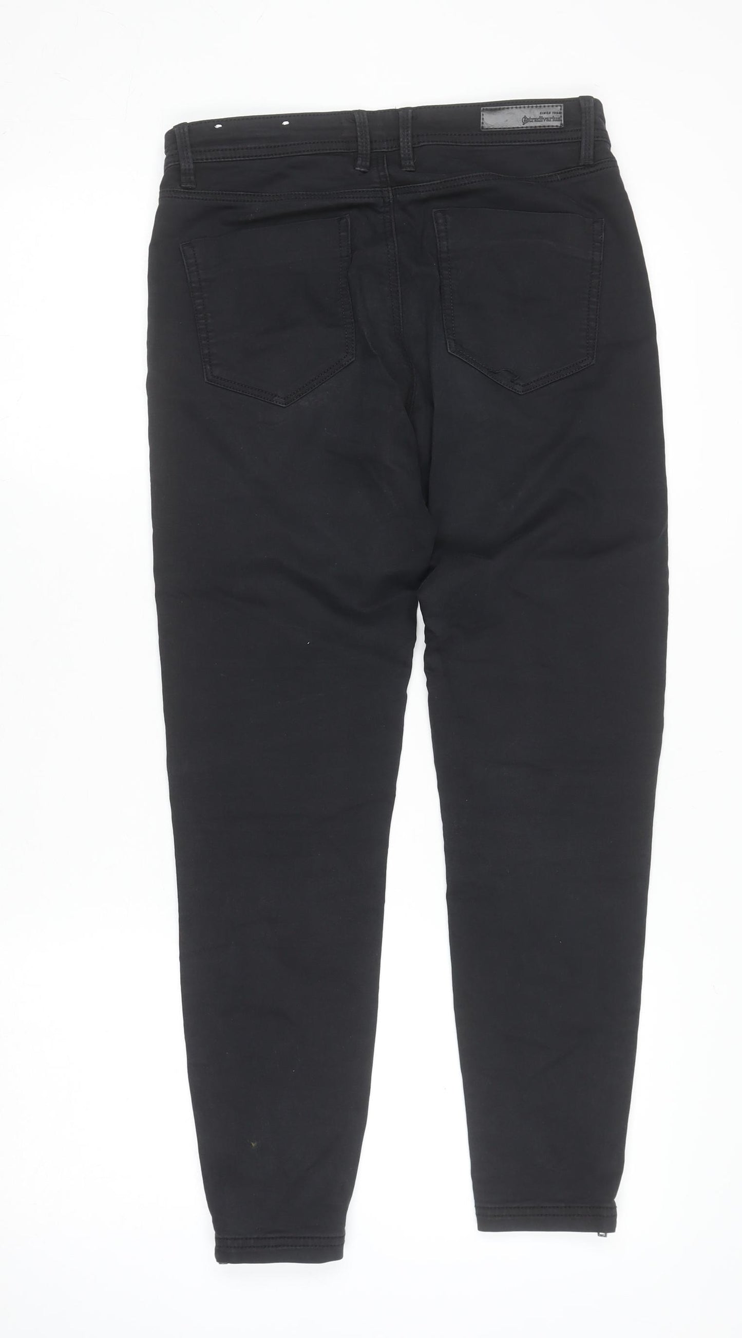 Stradivarius Womens Black Skinny Jeans Zip Ankle Stretch Size 12
