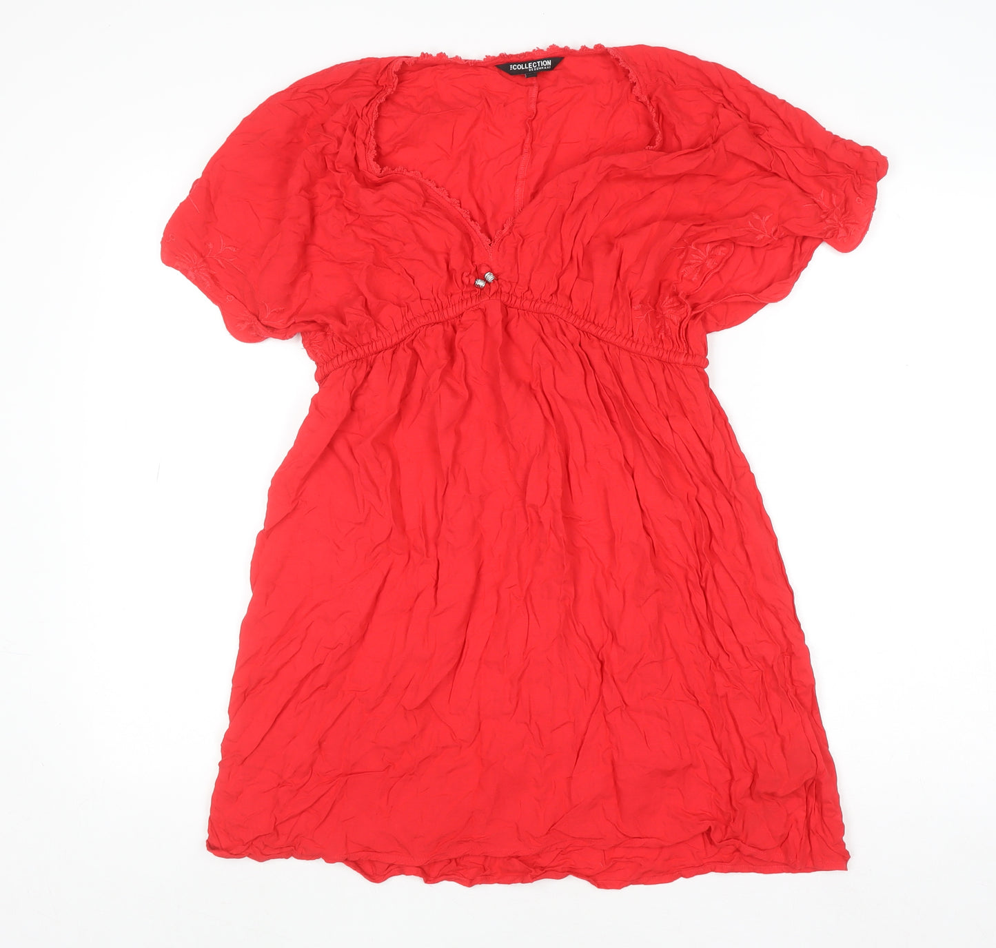 Debenhams Women’s Red Viscose Tunic Blouse Top M Short Sleeve