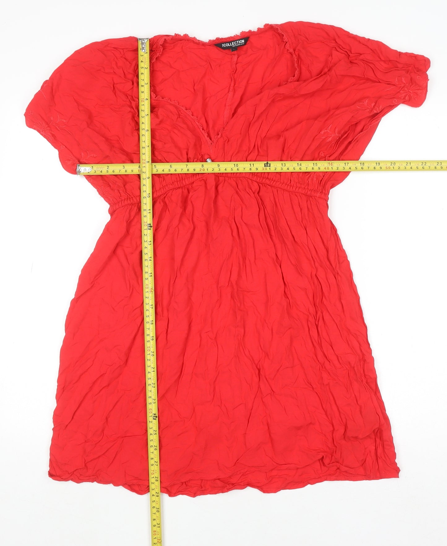 Debenhams Women’s Red Viscose Tunic Blouse Top M Short Sleeve