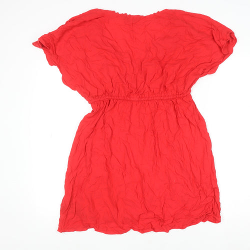 Debenhams Women’s Red Viscose Tunic Blouse Top M Short Sleeve