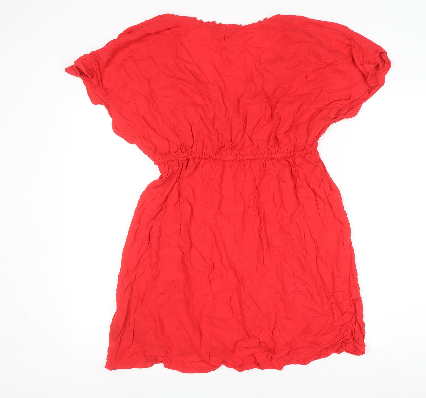 Debenhams Women’s Red Viscose Tunic Blouse Top M Short Sleeve