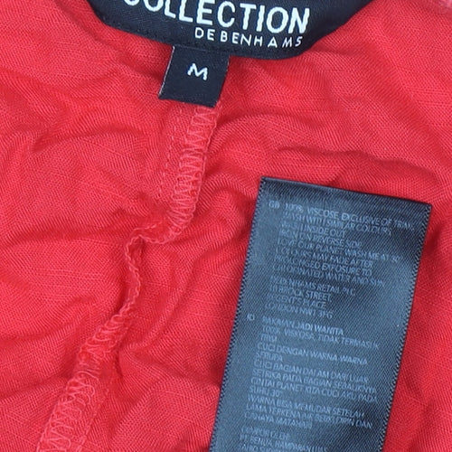 Debenhams Women’s Red Viscose Tunic Blouse Top M Short Sleeve