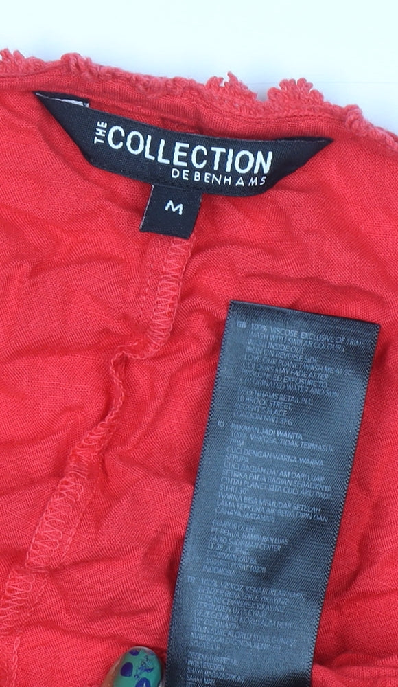 Debenhams Women’s Red Viscose Tunic Blouse Top M Short Sleeve