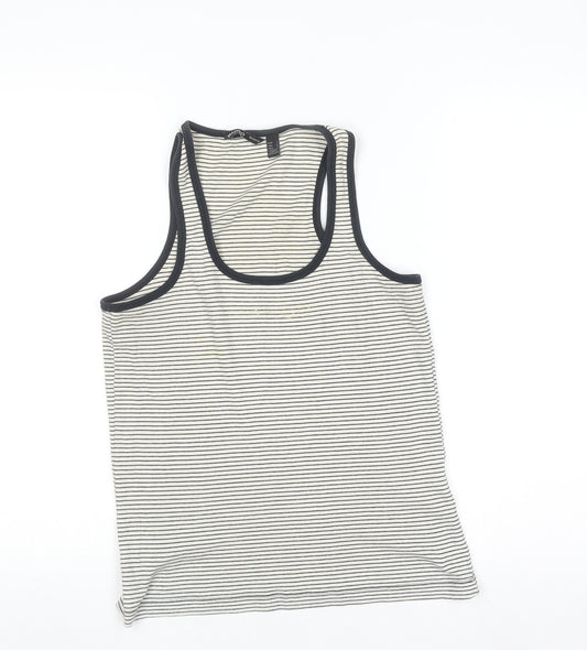 Mango Women’s Black Stripe Racerback Tank Top Size 12 Cotton