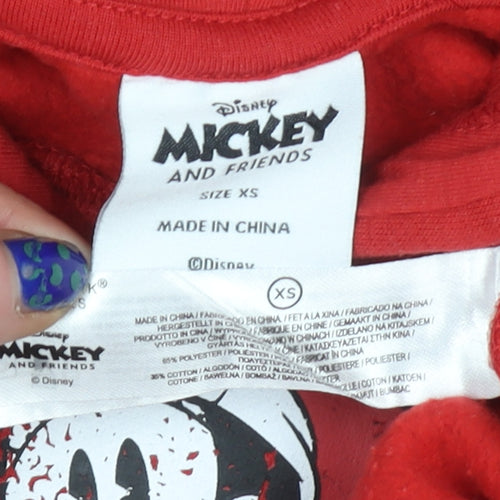 Disney Mickey Mouse Red XS Women's Christmas Pullover Hoodie