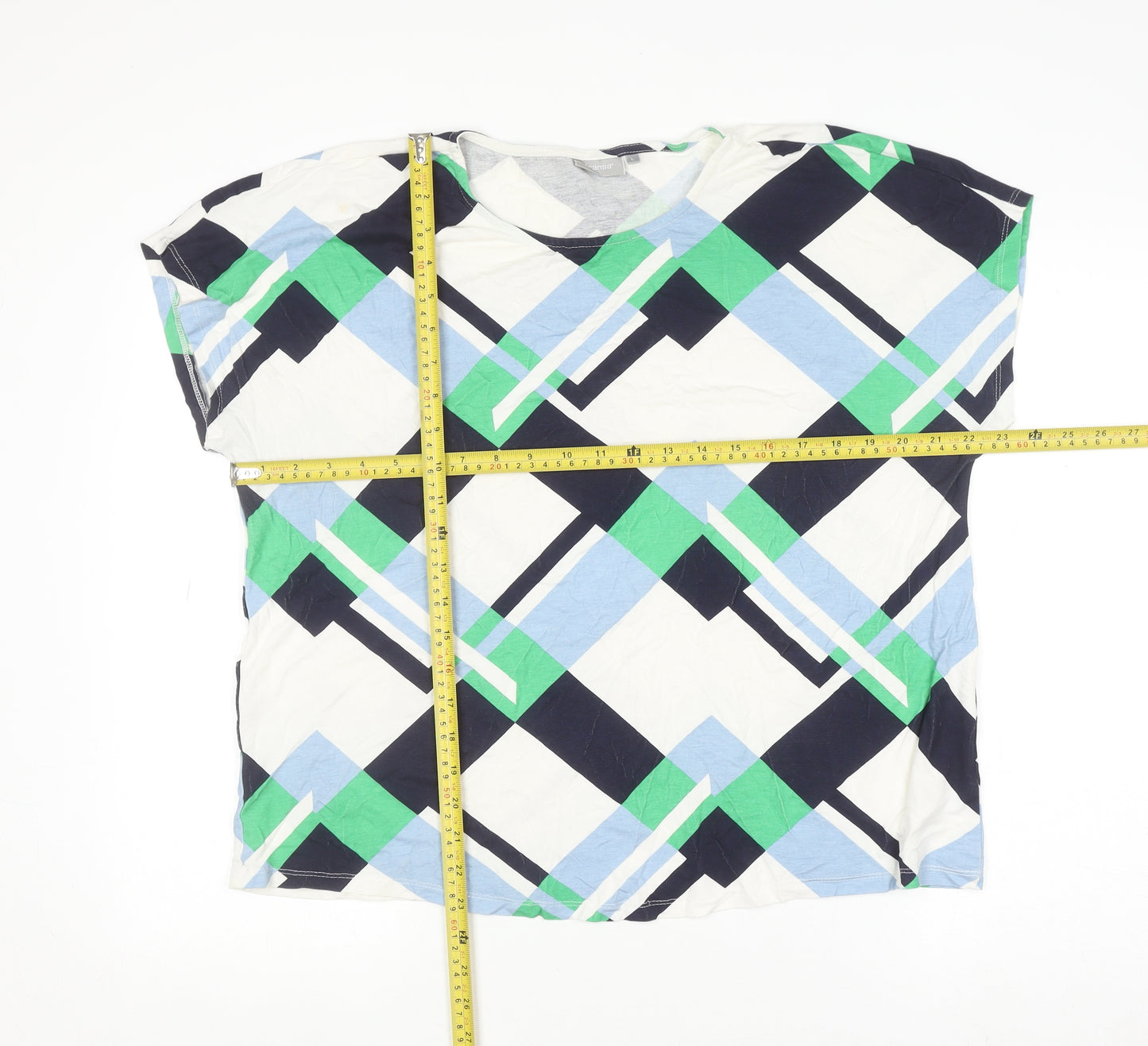 Fransa Womens Multicoloured Geometric Print Viscose T-Shirt Size L