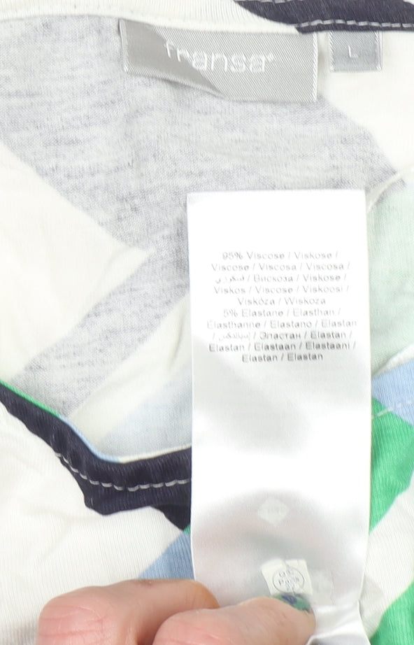 Fransa Womens Multicoloured Geometric Print Viscose T-Shirt Size L