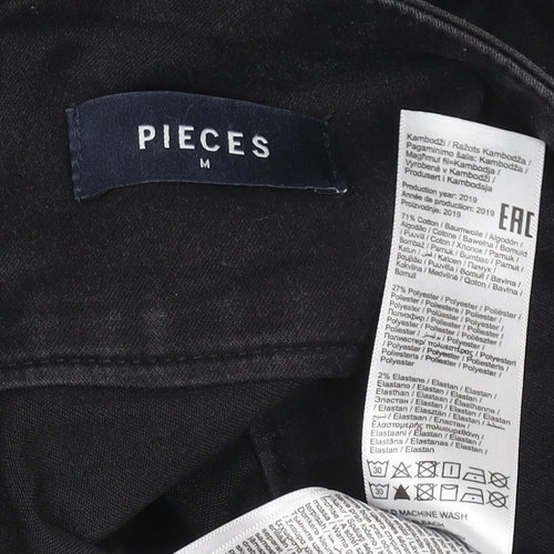 Pieces Womens Black Skinny Stretch Jeans Size M Mid Rise Denim