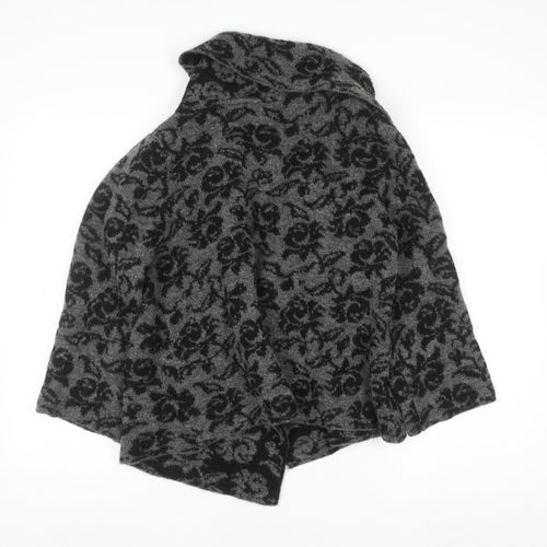 Ellen Tracy Women's Grey Floral Knit Open Cardigan Size M