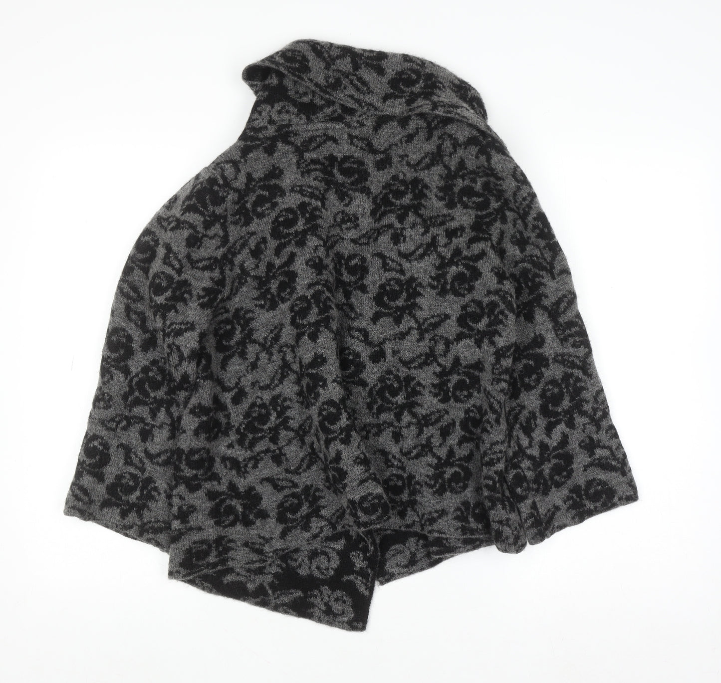 Ellen Tracy Women's Grey Floral Knit Open Cardigan Size M