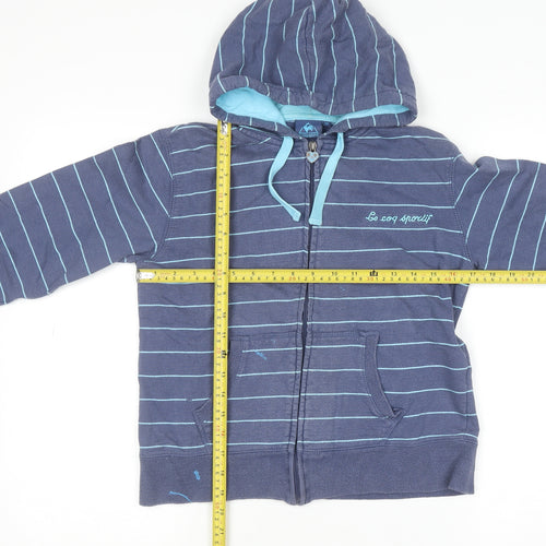 Le Coq Sportif Women’s Blue Striped Full Zip Cotton Hoodie Size 10