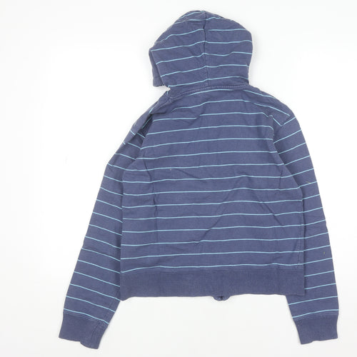 Le Coq Sportif Women’s Blue Striped Full Zip Cotton Hoodie Size 10