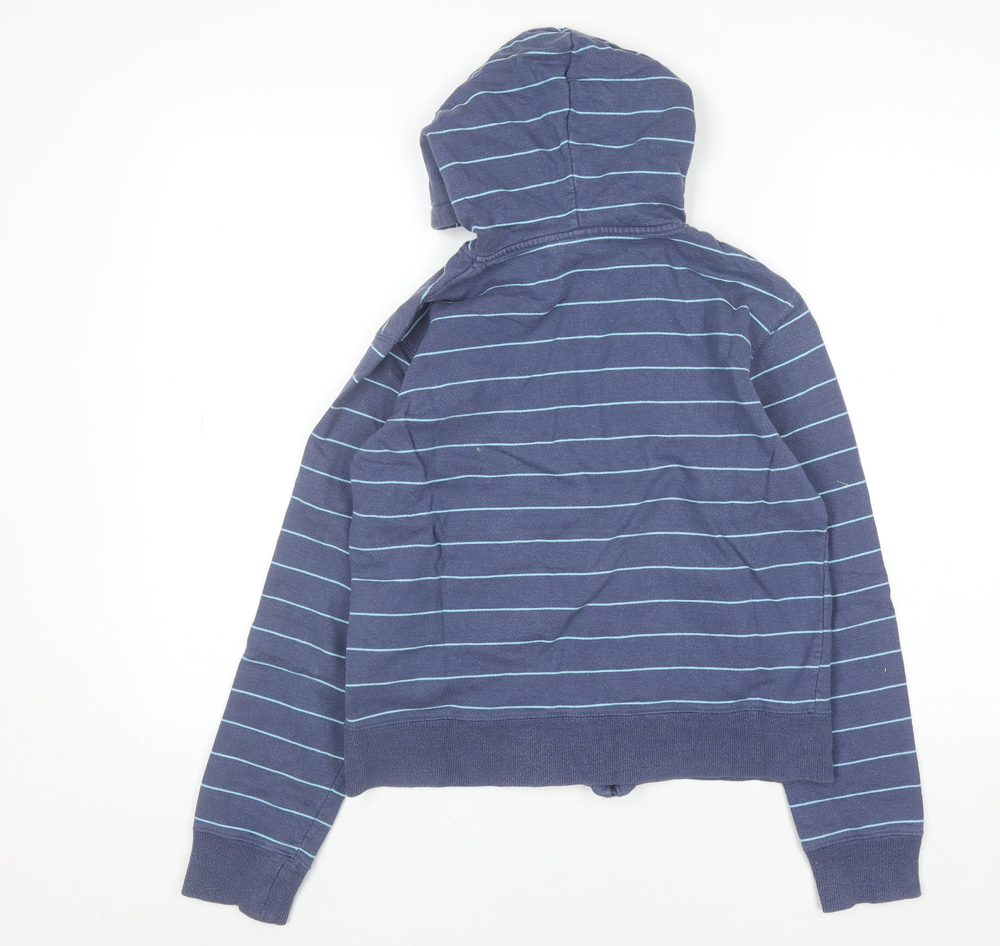 Le Coq Sportif Women’s Blue Striped Full Zip Cotton Hoodie Size 10