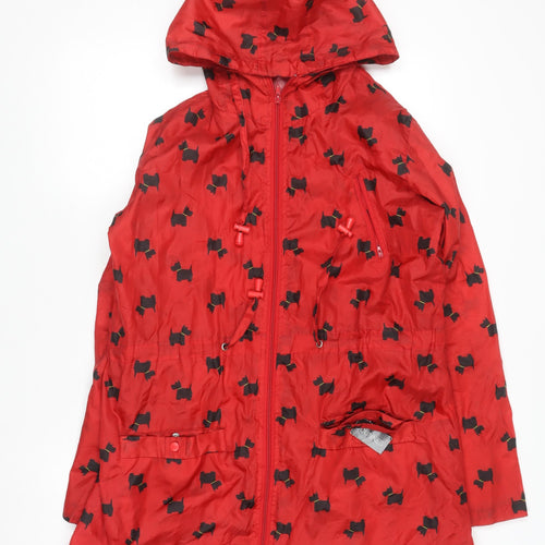 Dunnes Stores Women’s Red Dog Print Hooded Rain Jacket Size 14