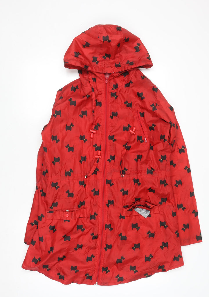 Dunnes Stores Women’s Red Dog Print Hooded Rain Jacket Size 14