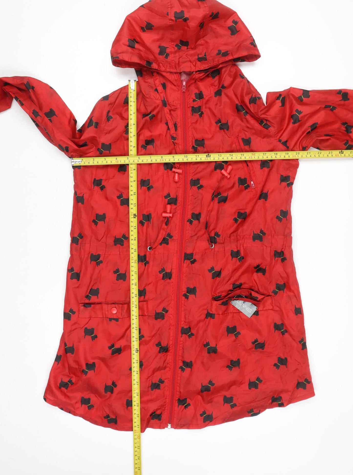 Dunnes Stores Women’s Red Dog Print Hooded Rain Jacket Size 14