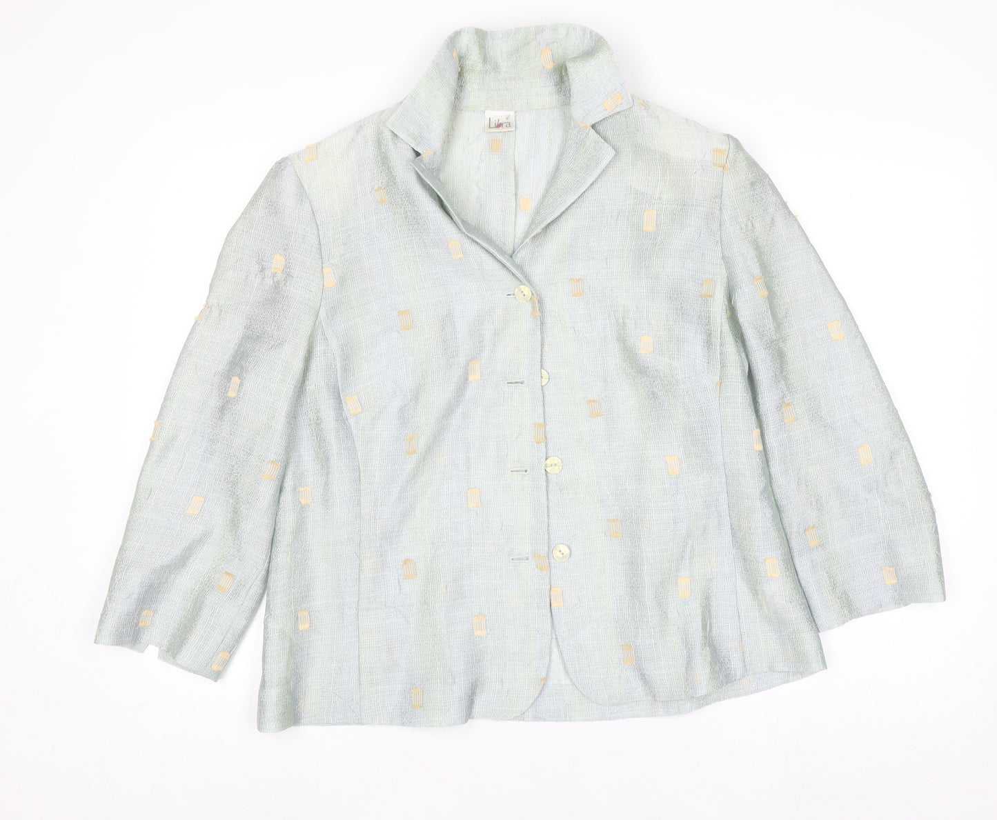Libra Womens Blue Linen Blend Button Blazer Size 16