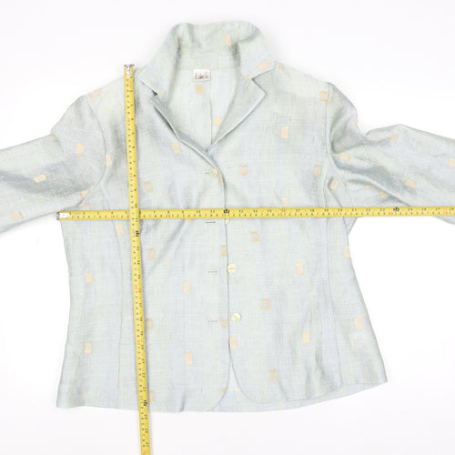 Libra Womens Blue Linen Blend Button Blazer Size 16