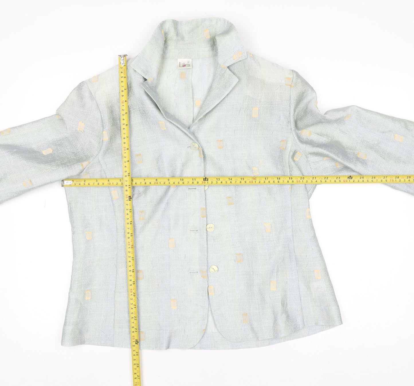 Libra Womens Blue Linen Blend Button Blazer Size 16