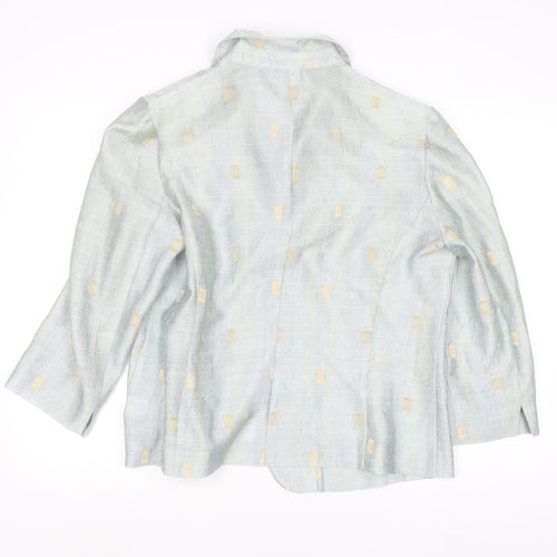Libra Womens Blue Linen Blend Button Blazer Size 16