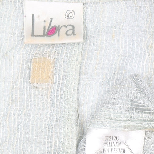Libra Womens Blue Linen Blend Button Blazer Size 16