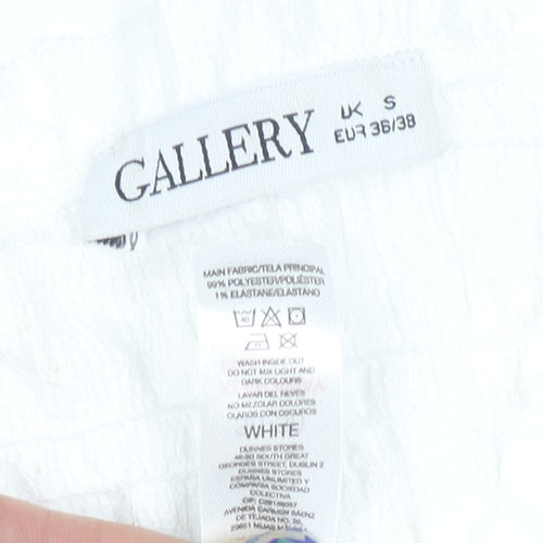 Gallery Womens White Ruffle V-Neck Sleeveless Blouse Size S