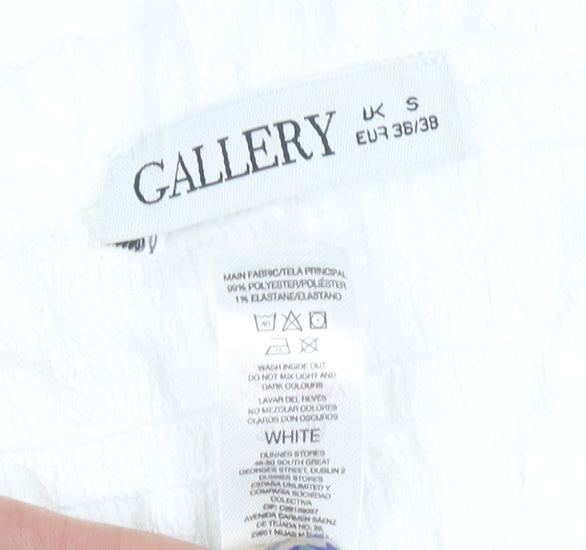 Gallery Womens White Ruffle V-Neck Sleeveless Blouse Size S