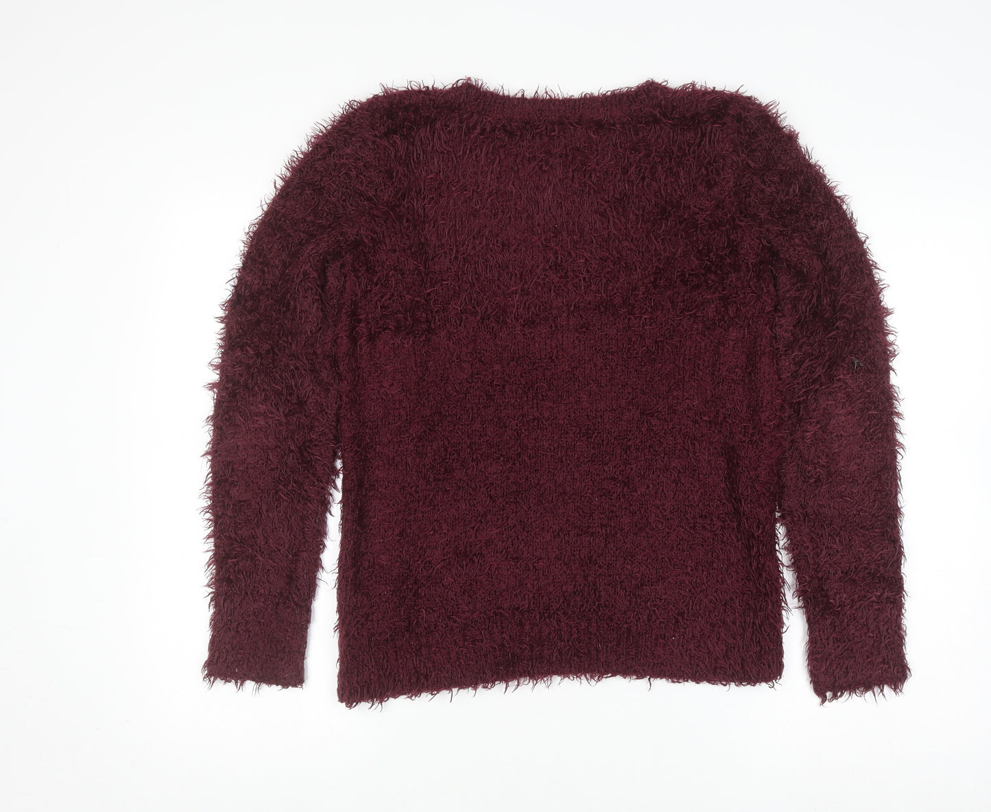 Dunnes Womens Red Bow Fuzzy Crew Neck Long Sleeve Jumper Size S