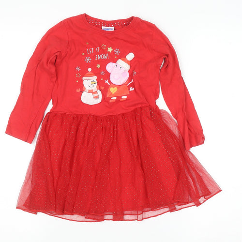 Dunnes Stores Peppa Pig Girls Red Christmas Tutu Dress 4-5 Years