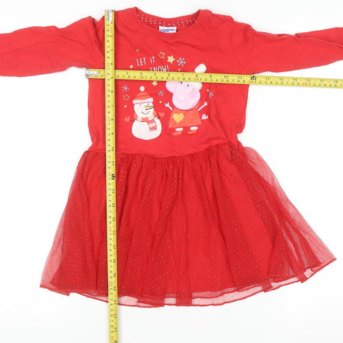 Dunnes Stores Peppa Pig Girls Red Christmas Tutu Dress 4-5 Years