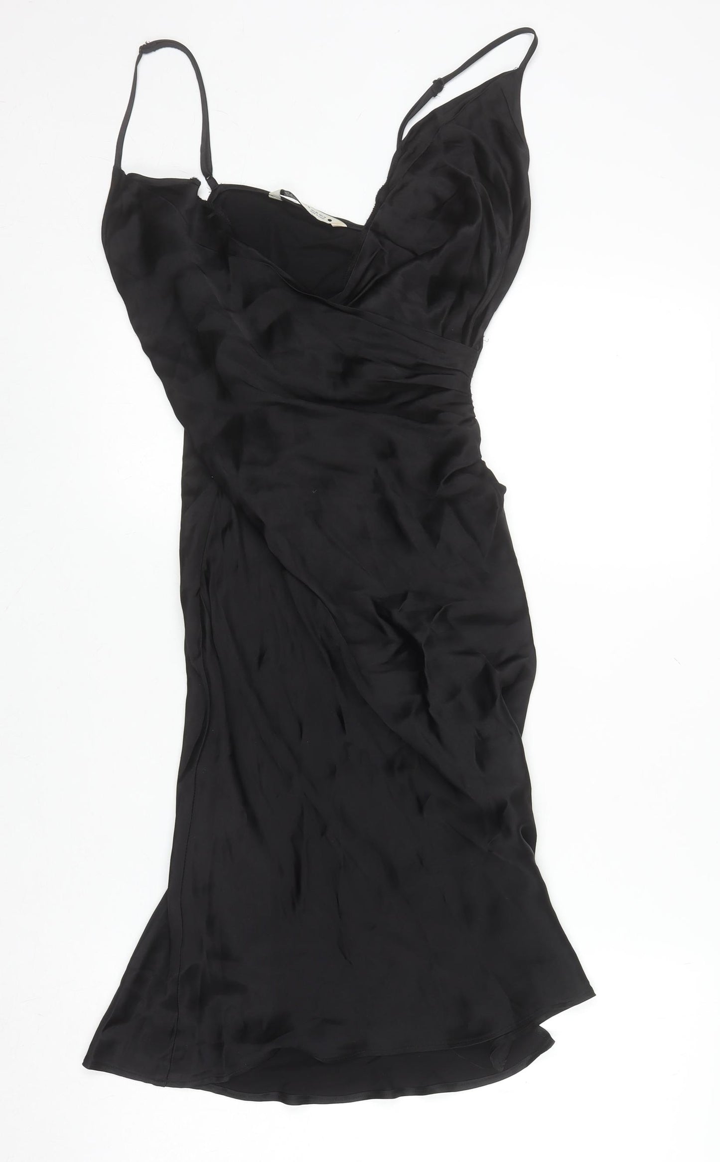 ZARA Women’s Black Viscose Midi Slip Dress XS