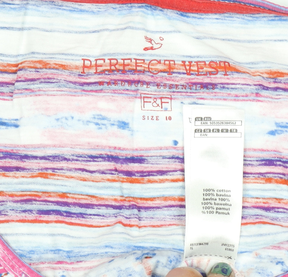 F&F Womens Multicoloured Striped Cotton Tank Top Size 10