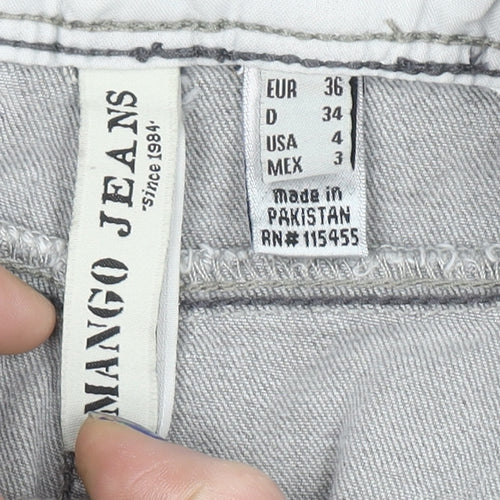 Mango Jeans Women Grey Denim Straight Skirt Size 8 Cotton Blend