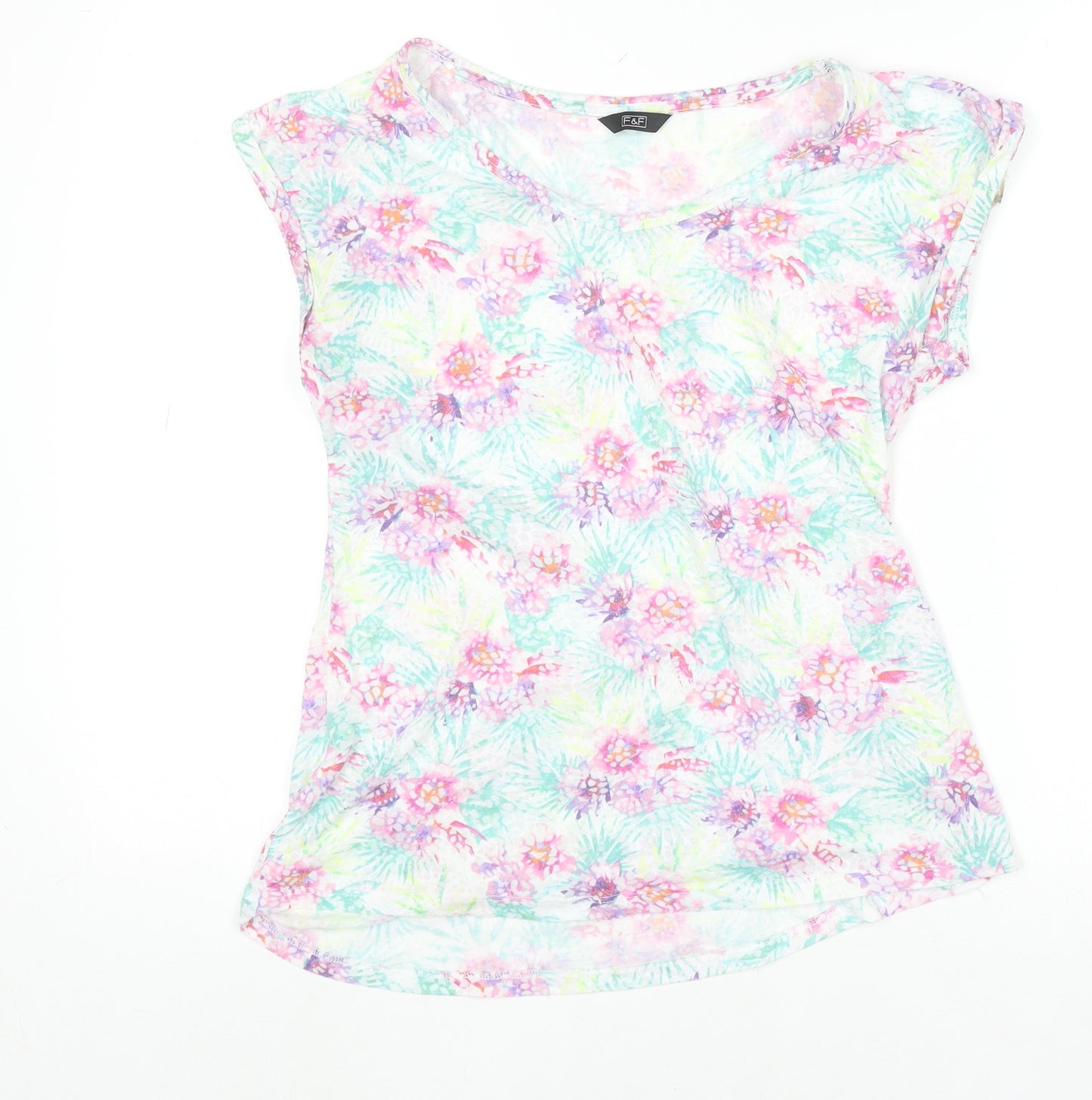 F&F Women's Multicoloured Floral Jersey T-Shirt Size 10