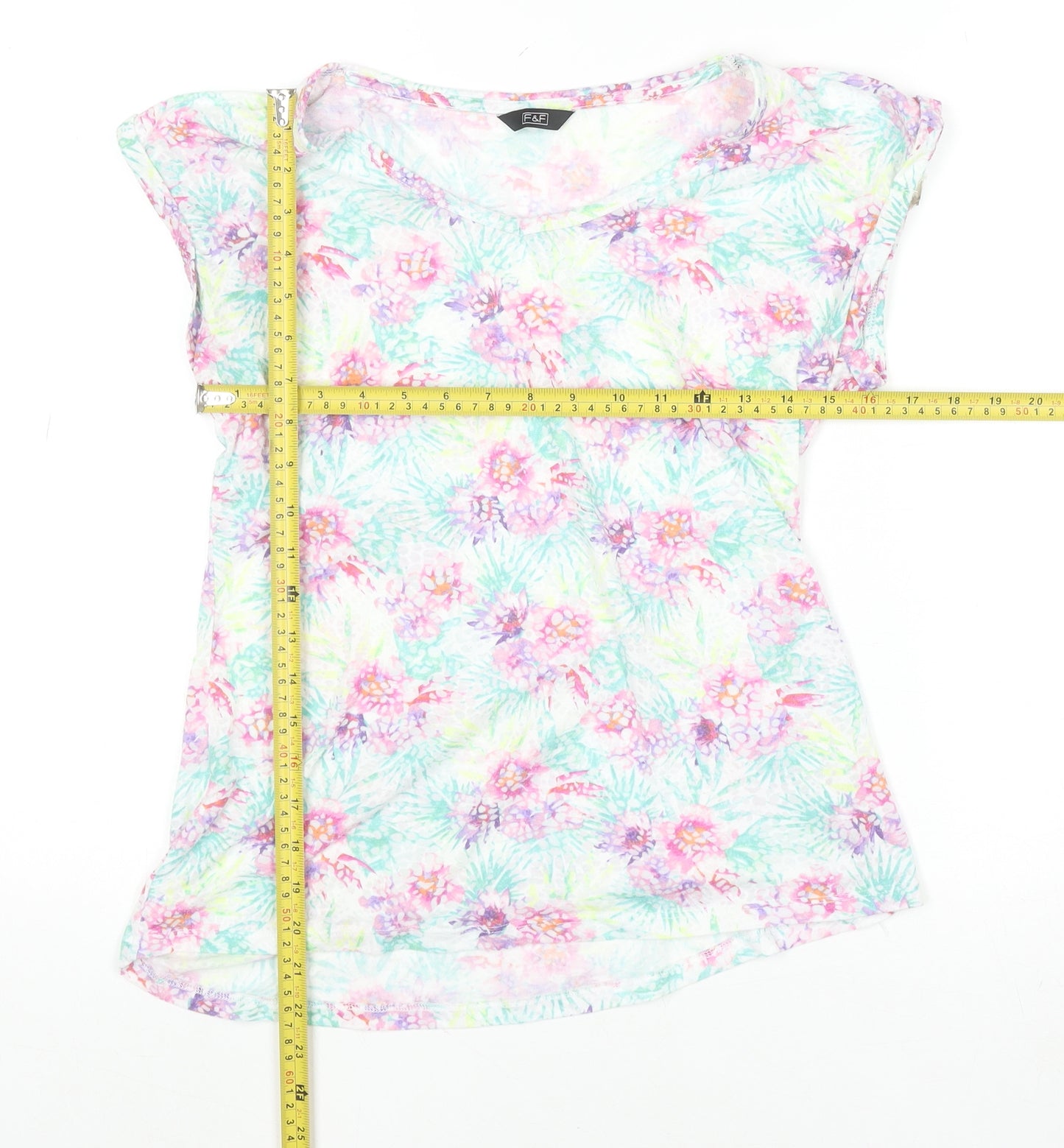 F&F Women's Multicoloured Floral Jersey T-Shirt Size 10