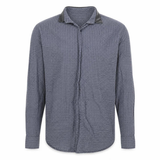 Front view of Diesel Men's Blue Geometric Cotton Long Sleeve Button-Up Shirt XL