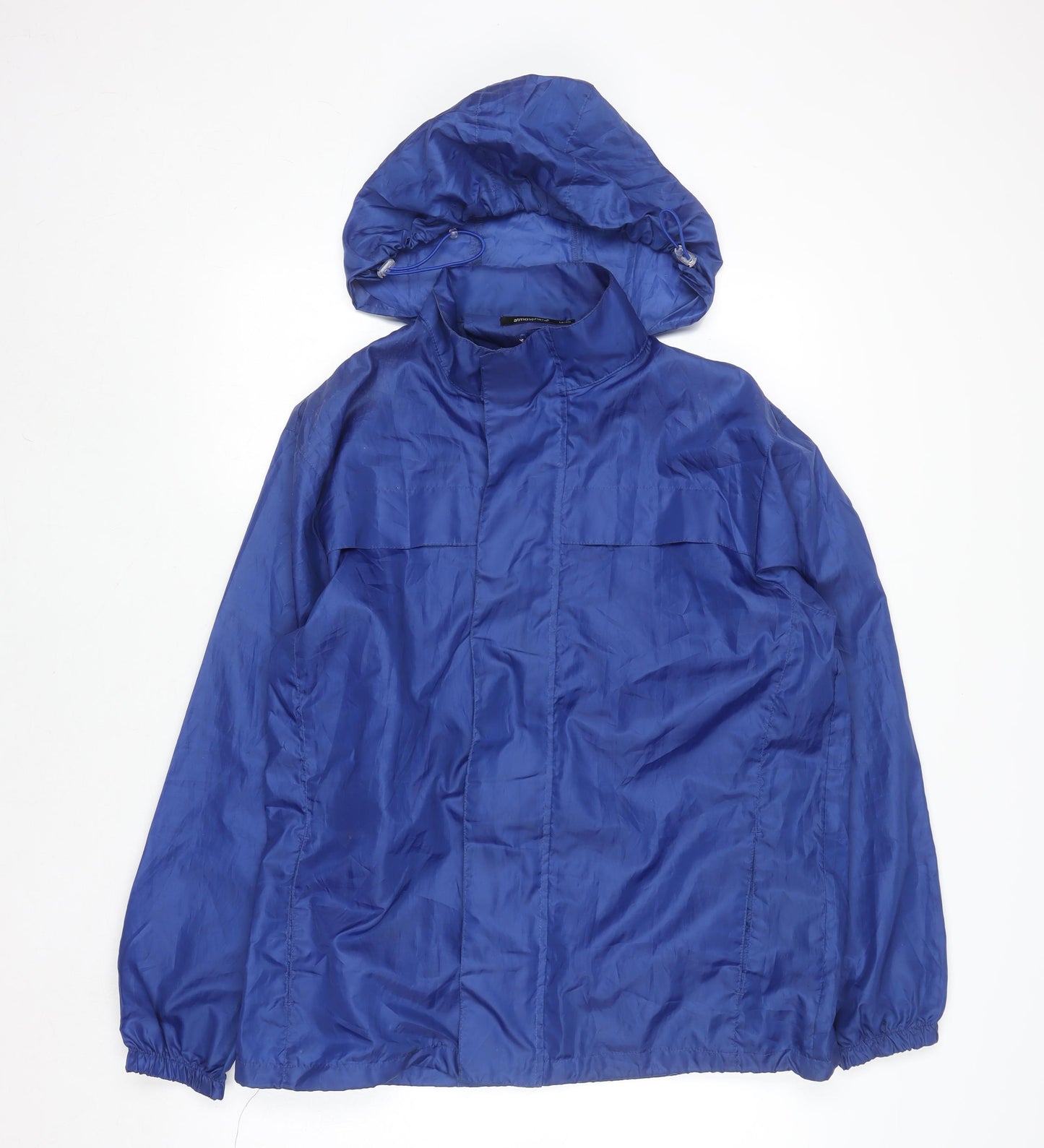 Atmosphere Women's Blue Hooded Rain Coat Jacket Size 12