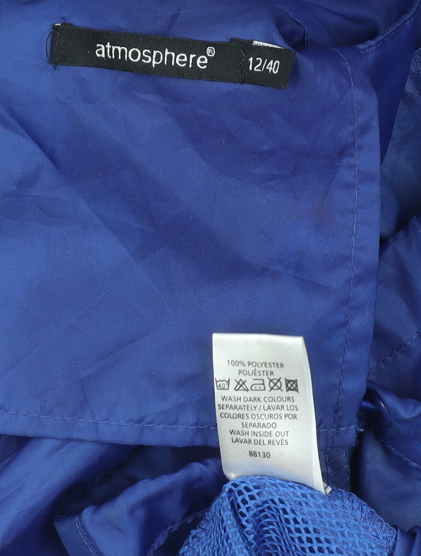 Atmosphere Women's Blue Hooded Rain Coat Jacket Size 12