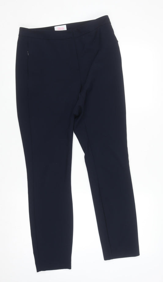 Savida Women's Navy Blue Slim Trousers Size 10 Polyester Blend
