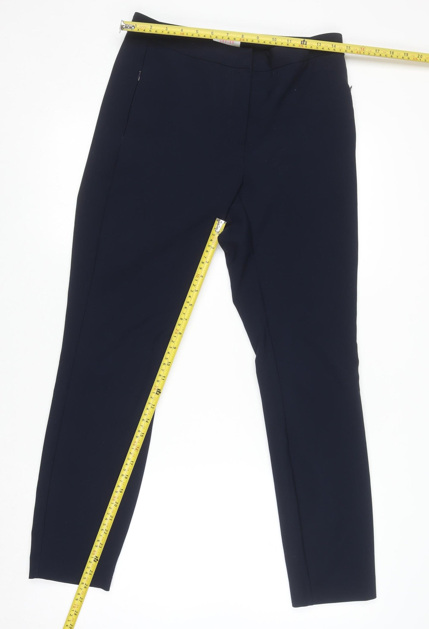 Savida Women's Navy Blue Slim Trousers Size 10 Polyester Blend