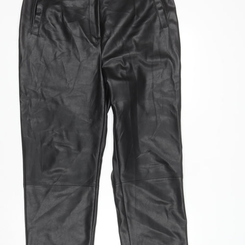 Gallery Women Black Faux Leather Straight Leg Trousers Size 16