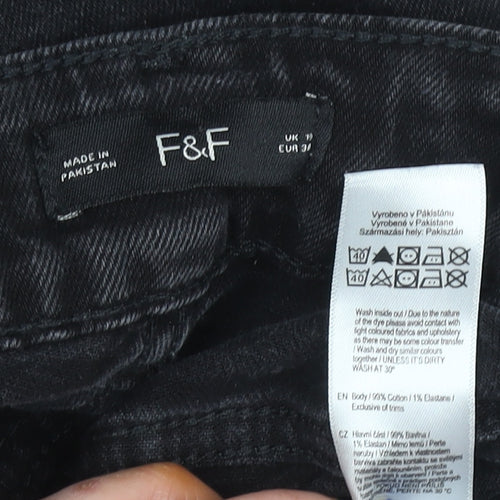 F&F Womens Black Skinny Stretch Jeans Size 19 Slim Fit Denim