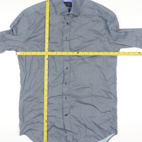 Amper & Sand Men's Blue Cotton Long Sleeve Button-Up Shirt M