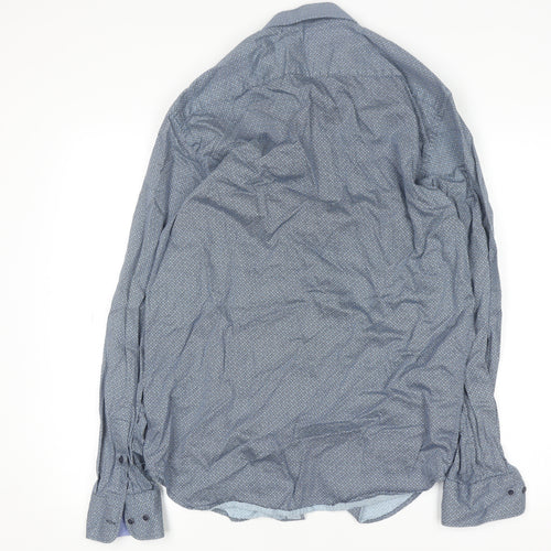 Amper & Sand Men's Blue Cotton Long Sleeve Button-Up Shirt M