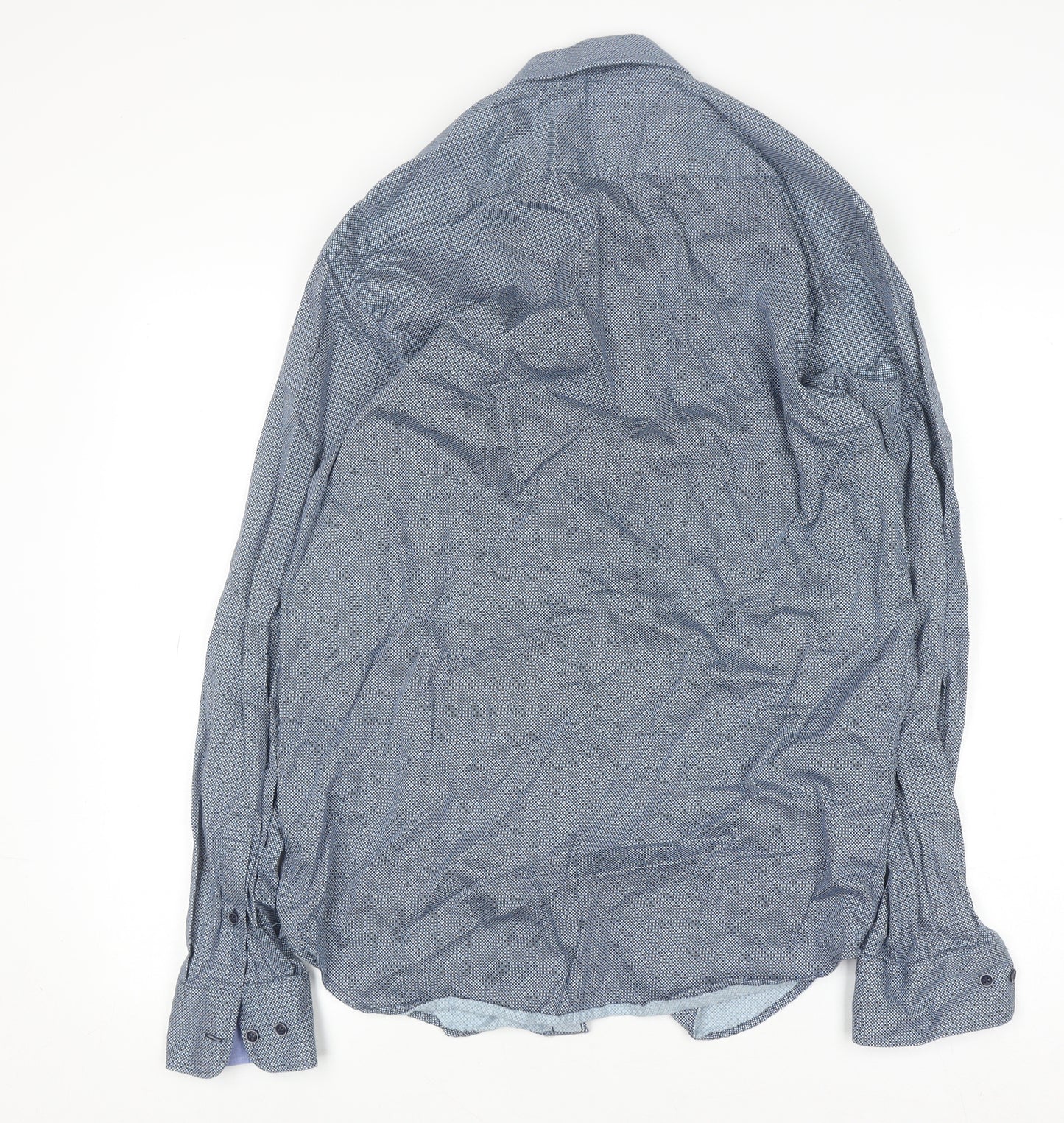 Amper & Sand Men's Blue Cotton Long Sleeve Button-Up Shirt M