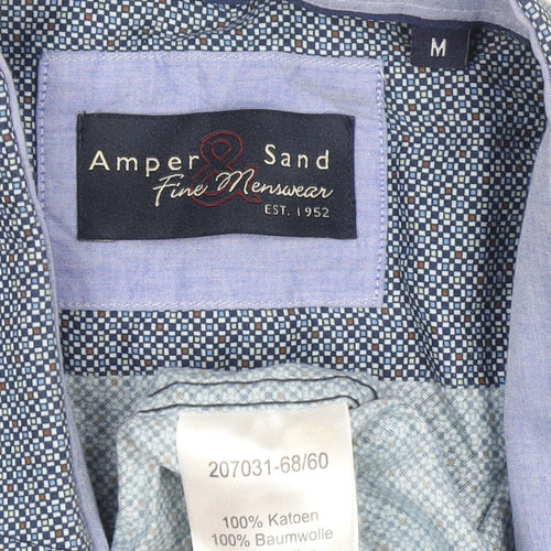 Amper & Sand Men's Blue Cotton Long Sleeve Button-Up Shirt M