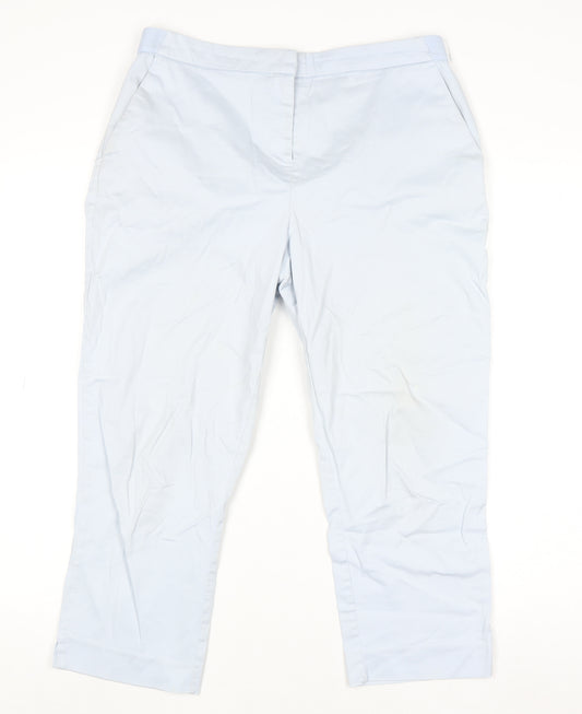 Dunnes Women Blue Cotton Stretch Chino Trousers Size 12